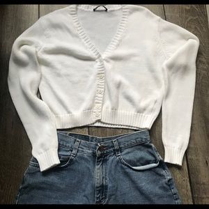 Brandy Melville White Cardigan Vintage Style OS
